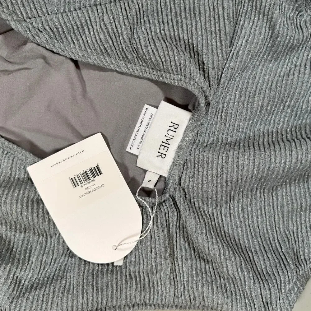 NWT RUMER The Label One Shoulder Swimsuit Gray Shimmery Size Small